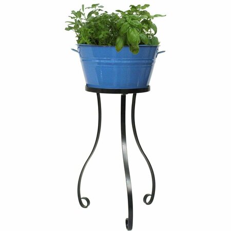 NEXT2NATURE 13.5 in. dia. x 33 in. Enameled Raised Planter with Iron Stand, Blue NE2998292